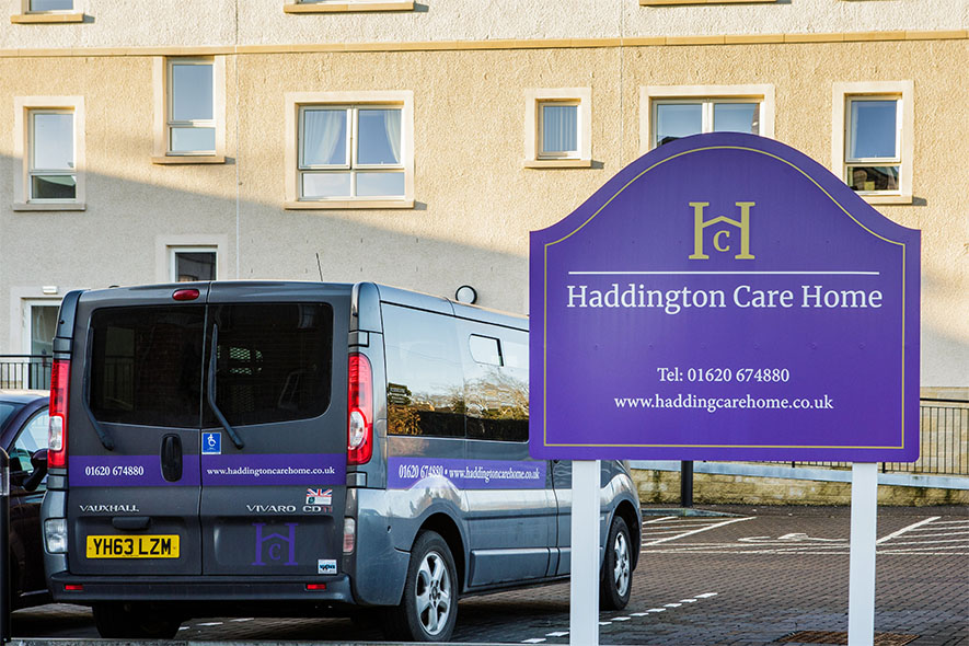 haddington care home front sign and minibus