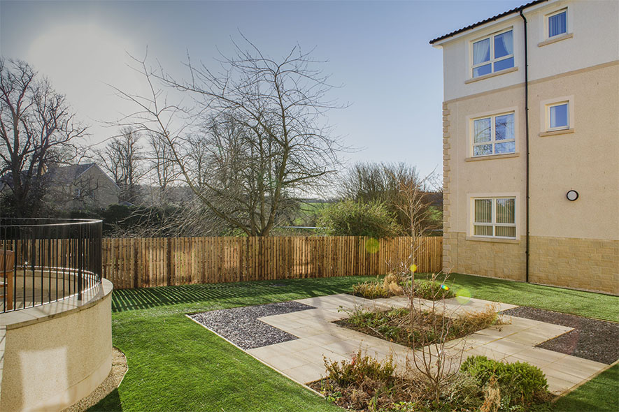 haddington's flat landscaped garden area