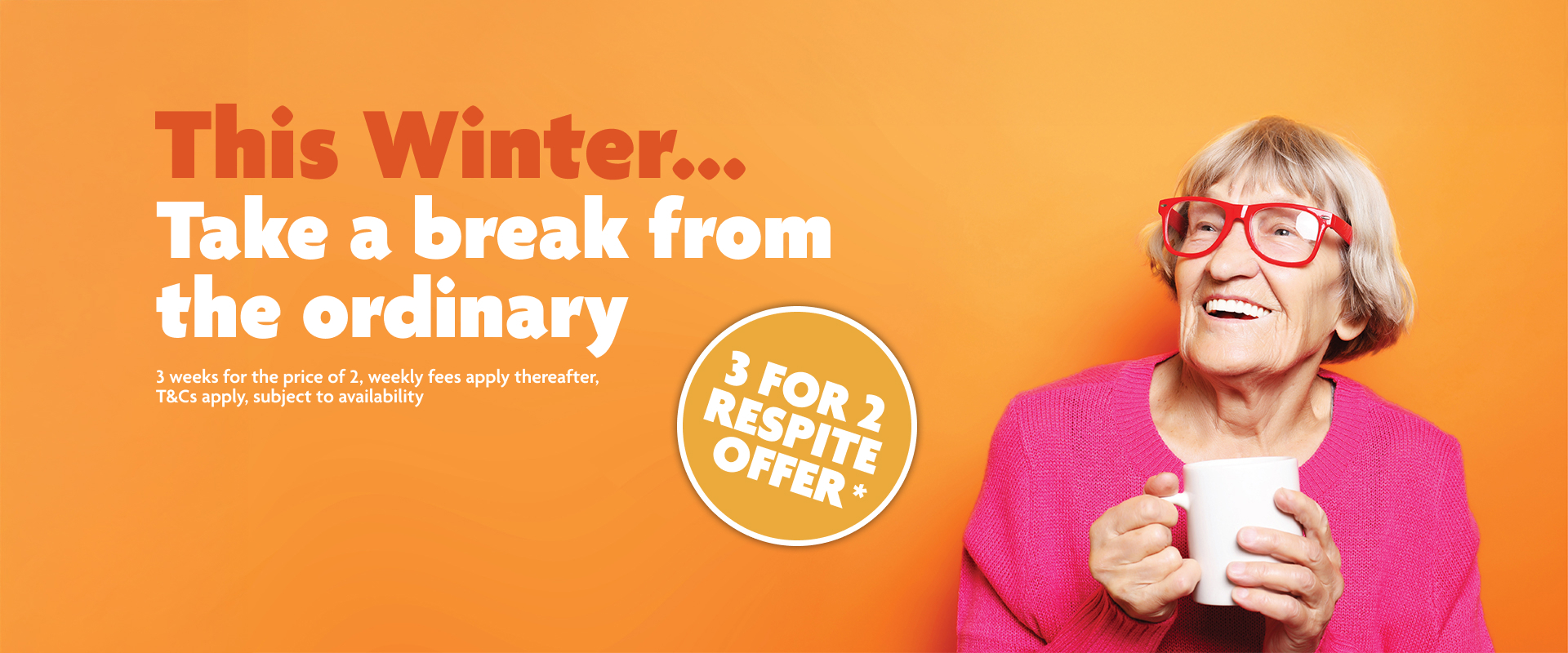 winter 3 for 2 banner with lady wearing pink jumper