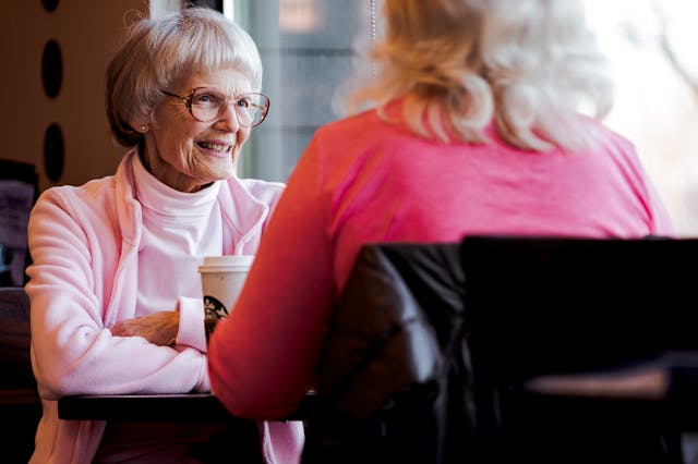 elderly women in cafe