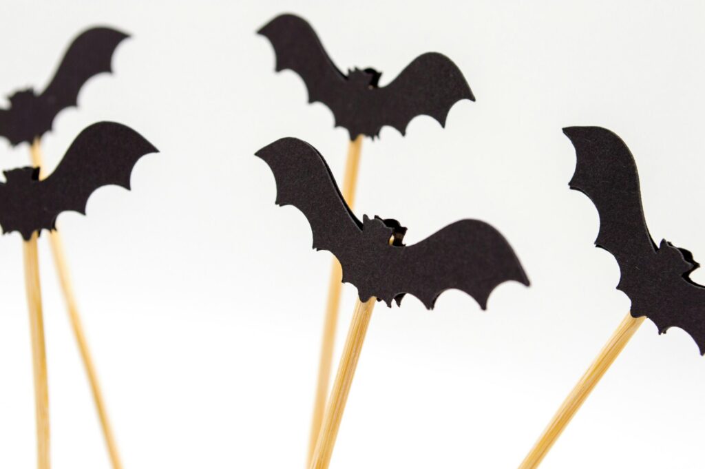 crafted felt bats on sticks